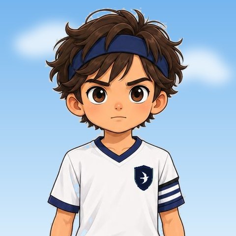 Tom, with brown hair and a navy headband